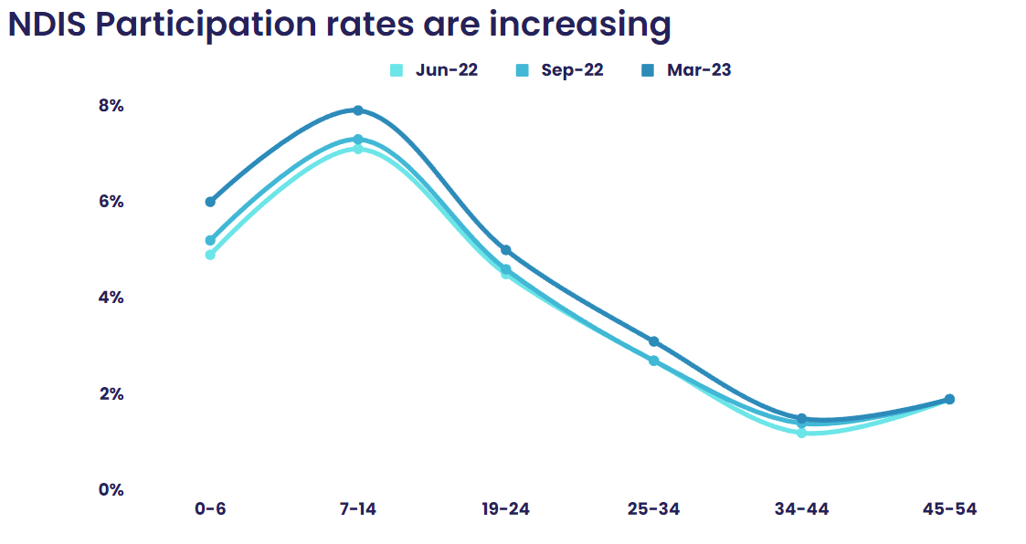 Graph showing participation rates in the NDIS